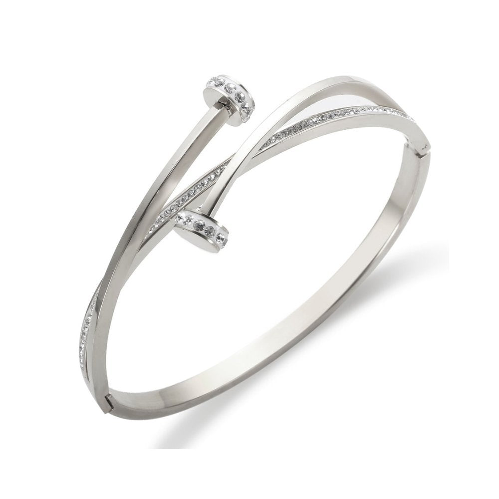 Stud bracelet with cubic zirconia stones, 18K gold plated - Aurielle London
