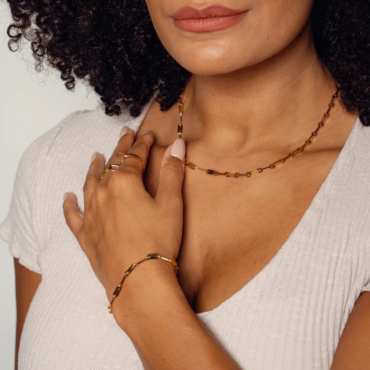 Tablet Link Chain Bracelet – 18K Gold Plated