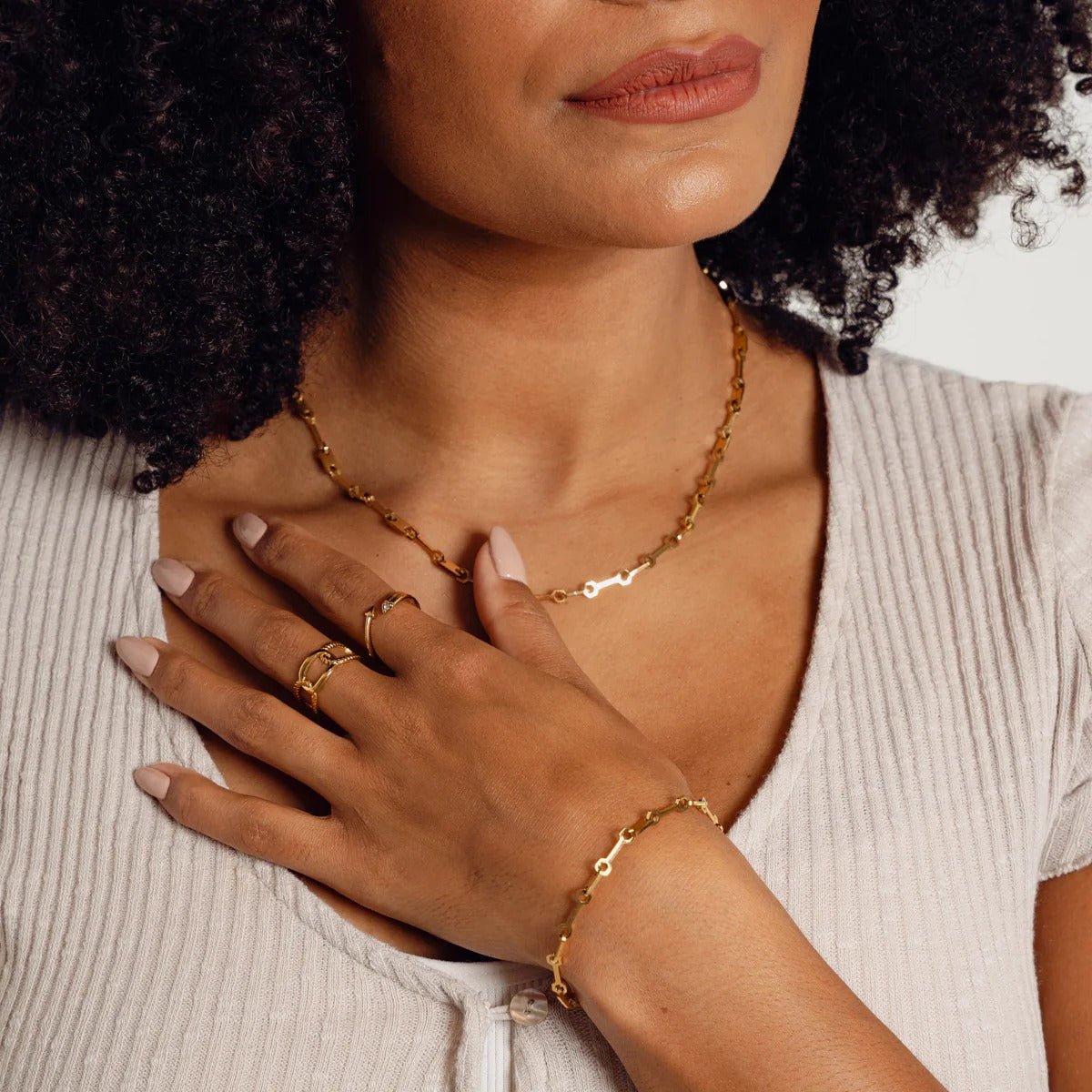 Tablet Link Chain Bracelet – 18K Gold Plated