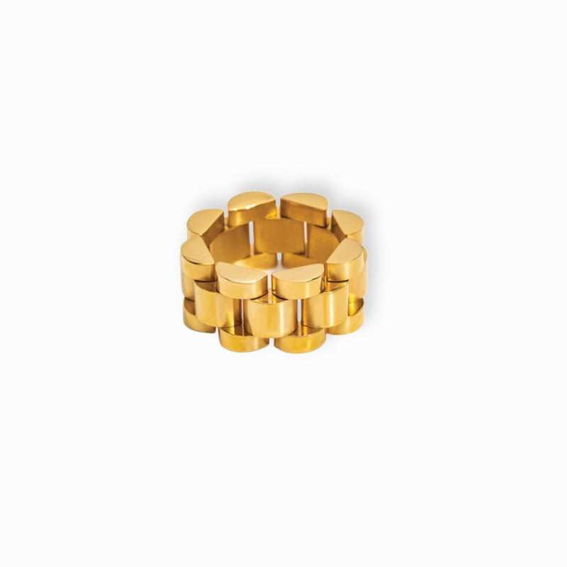 Beauty Wide Link Ring – Minimalist 18K Gold Plated - Aurielle London