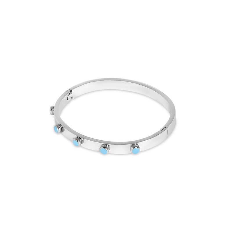 Aqua Stone Bangle – Silver