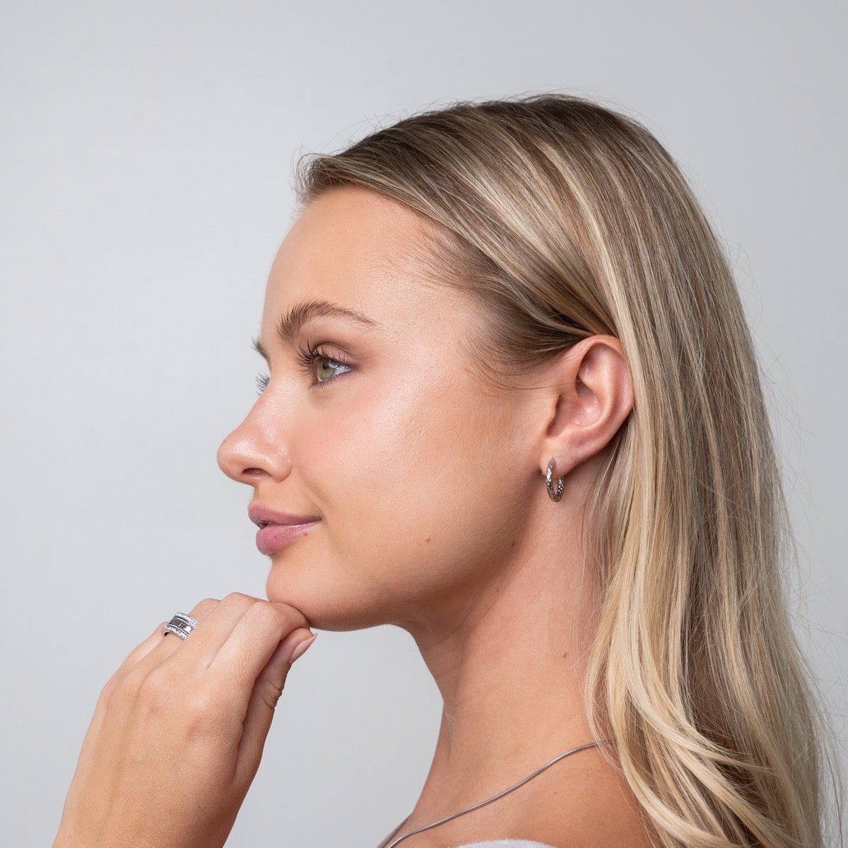 Textured Hoop Earrings – Silver