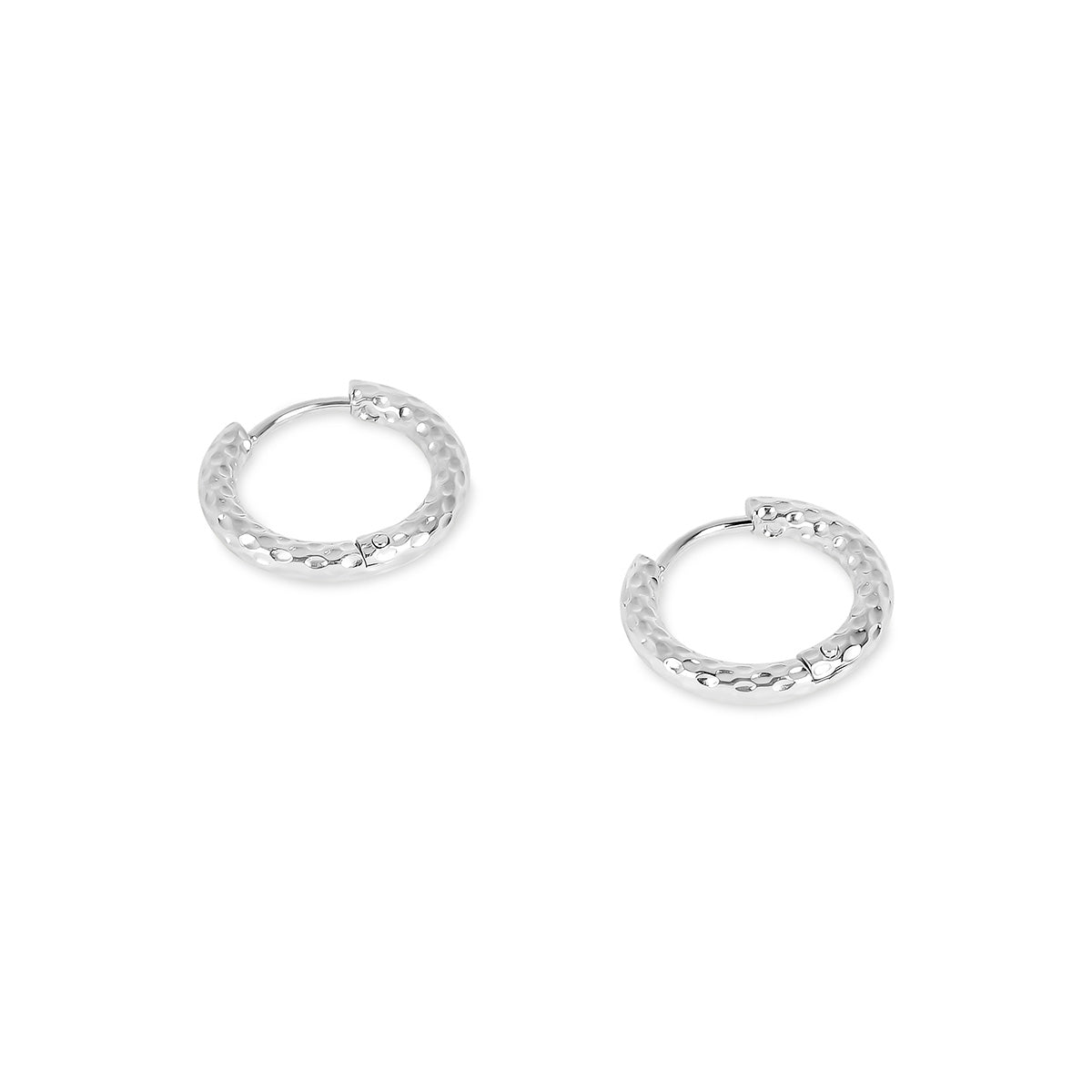 Textured Hoop Earrings – Silver