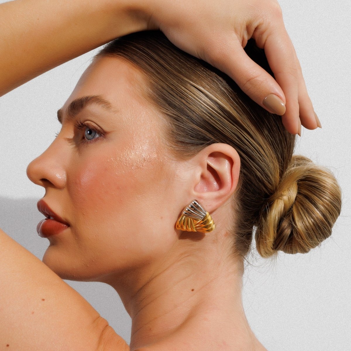 Triad Shine Earrings – Mixed Gold & Silver Finish