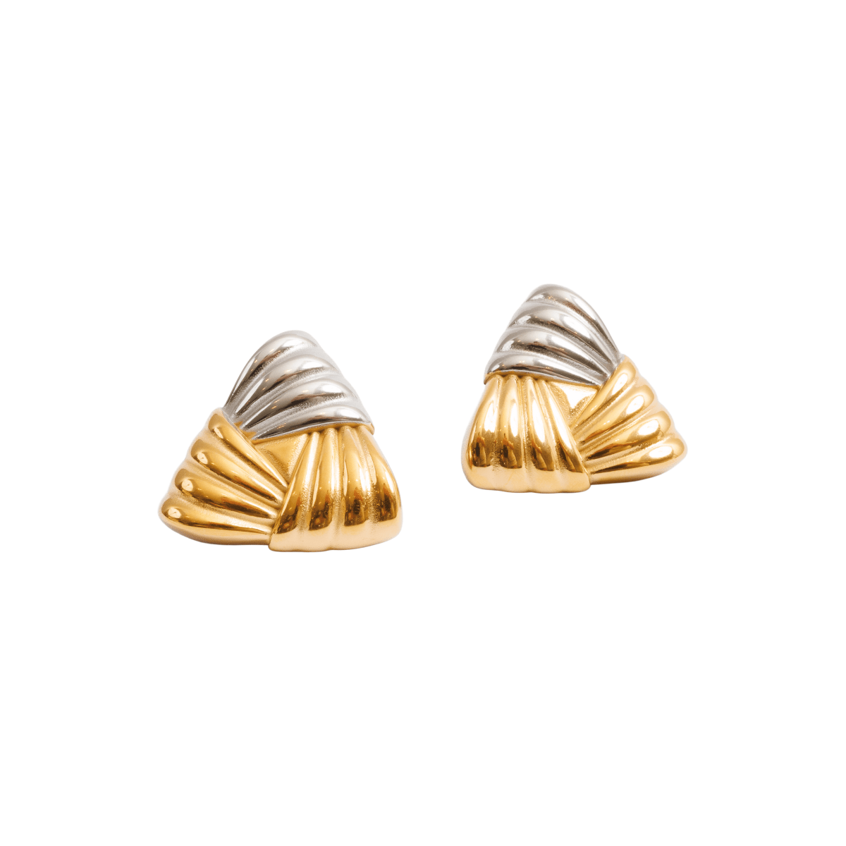 Triad Shine Earrings – Mixed Gold & Silver Finish