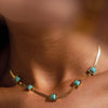 Aqua Stone Mesh Necklace – 18K Gold Plated
