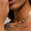 Aqua Stone Mesh Necklace – 18K Gold Plated