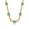 Aqua Stone Mesh Necklace – 18K Gold Plated