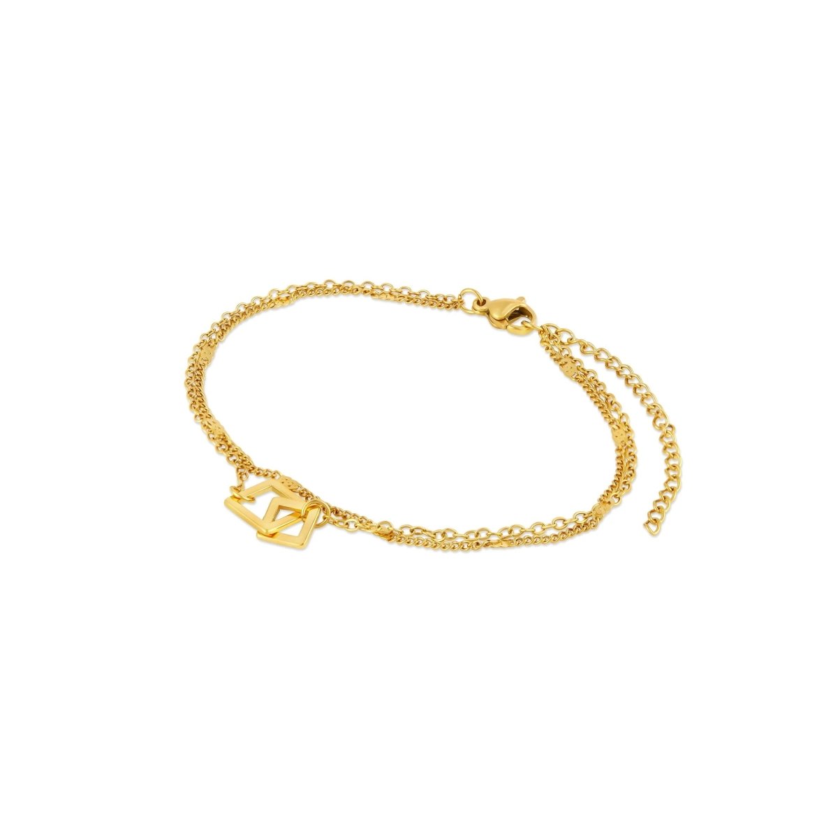Square Link Pendant Bracelet – 18K Gold Plated